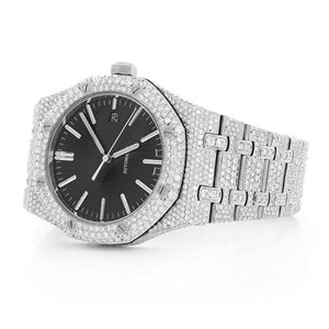Iced Out Moissanite <b>Watch</b> VVS Diamond Hip Hop Modern Model <b>Men</b> Stainless Steel <b>Quartz</b> 20mm Band Glass Dial - Product Image 2