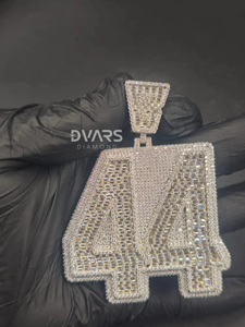 Wholesale Lucky <b>Number</b> Pendant Mens VVS1 Moissanite Round Brilliant Cut Sterling Silver <b>Gold</b> Plated Luxury Style <b>Number</b> Pendant - Product Image 5