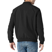 Blouson Bomber Classique Noir Personnalisé pour Homme – Fermeture Éclair Intégrale, Col Montant, Ourlet Côtelé – Vêtement d'Extérieur Décontracté Style Urbain pour la Mode Moderne