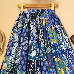 Cinturón Elástico de Algodón, Falda de Algodón Ajustable para Mujer, Ropa Casual, Faldas con Estampado Floral Hecho a Mano, Varios Estilos en Oferta - Product Image 1