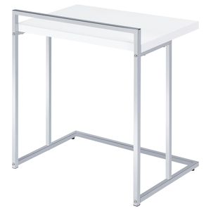 White High Gloss Rectangular Top <b>Coffee</b> <b>Table</b> with Stylish Metal <b>Legs</b> Snack <b>Table</b> - Product Image 2
