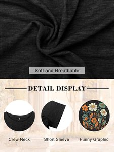 Camiseta Informal Estampada para Mujer, Diseño Gráfico Moderno, Top de Algodón Suave, Cómodo y Ligero para el Verano, Moda Elegante para Damas - Product Image 6