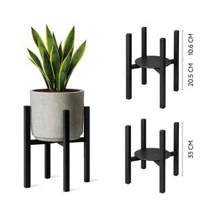 Support de plante en métal réglable à 4 pieds, deux options de hauteur pour pots de 8 à 12 pouces, support de plante décoratif moderne pour l'intérieur et l'extérieur - Product Image 1