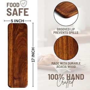 Premium Acacia Wood Serving <b>Tray</b> with Handles – Long Rectangular Wooden Food & Snack <b>Tray</b> for Kitchen Dining Hotel & Home Decor - Product Image 2