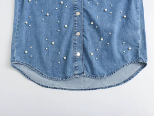 Vestido Camisero Vaquero Personalizable para Mujer, Manga Larga y Corte Holgado, para Salidas de Otoño, Atuendo Casual de Verano - Product Image 3