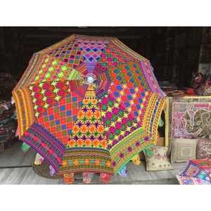 Sombrillas de Jardín Vintage Hechas a Mano, Nuevas Sombrillas Grandes para Patio, Decoración con Bordado, Espejo, Algodón, Acero Inoxidable, Arte Étnico para Exteriores - Product Image 4