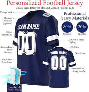 Adult American Football Jersey Moisture Wicking Sublimation Custom Color Design Your Own Supplier Performance Apparel - Product Image 2