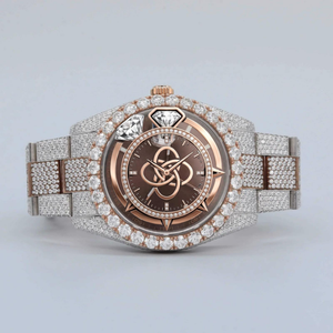 Reloj de Lujo Personalizado con Moissanita para Hombre, Reloj de Pulsera de Cuarzo de Acero Inoxidable con Diamantes - Product Image 1