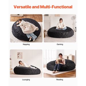 Poltrona Gigante a Sacco Impermeabile per Adulti con Rivestimento Lavabile in Velluto Olandese, Imbottitura in Schiuma ad Alta Densità, Fodera Rimovibile - Product Image 6
