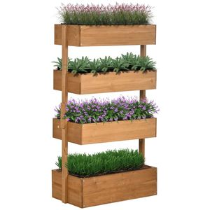 Jardinière verticale en bois à 4 niveaux, auto-drainante, en tissu non tissé, pour fleurs, légumes et herbes d'extérieur - Product Image 1
