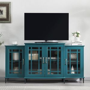 Mueble para TV de 62 Pulgadas en Azul Verde Azulado, Elegante Aparador con Gabinete Lateral - Product Image 1