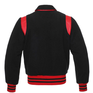 Mens Black and <b>Red</b> Varsity Style <b>Jacket</b> with Shoulder Accents Quilted Lining Internal Pocket Urban Streetwear Fashion Outerwear - Product Image 4