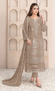 Salwar Kameez Midi Moderno Semisentado de Georgette Sintético Bordado para Mujer, Ideal para Bodas, Diwali y Fiestas - Product Image 4