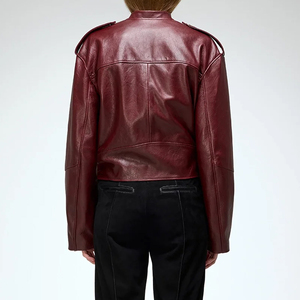 Veste en cuir pour femme de qualité supérieure, col montant, tendance, décontractée, hiver, respirante, tricotée, écologique, coupe-vent, mode - Product Image 5