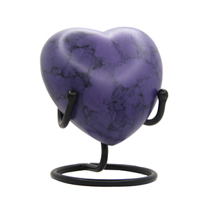 Urne funéraire artisanale en aluminium en forme de cœur violet, moderne, luxueuse, écologique, durable, 60 ml, vase de table |   Usine - Product Image 6