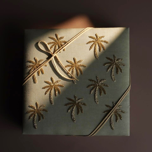 Custom Sun Beads Embroidered Fabric Chocolate 4 Grid Packaging <b>Box</b> Paper Empty Dessert <b>Sweet</b> Chocolate Bars <b>Gift</b> Boxes for Dates - Product Image 6