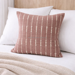 20 × 20 Inch Beige Handloom Woven <b>Cushion</b> Cover Fine Horizontal Stripe Textured Throw <b>Pillow</b> Decorative Accent <b>Pillow</b> - Product Image 4