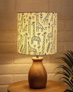 Modern Wooden Table Lamp Animal Print Fabric Shade Decorative Bedside Floor <b>Light</b> for Home <b>Nursery</b> Room - Product Image 5