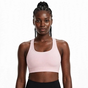 Soutien-gorge de sport sans coutures pour femme, dos nageur, col rond, maintien moyen, respirant, pour yoga et fitness, blanc uni, en Spandex et Polyester - Product Image 4