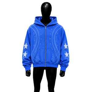 PREMIUM BLUE STREETWEAR OVERSIZED ZIP UP HOODIE STYLISH MODERN GRAPHIC HOODIE LUXURY STREET SOFT WINTER HOODIE OVERSIZED FASHION - Product Image 1