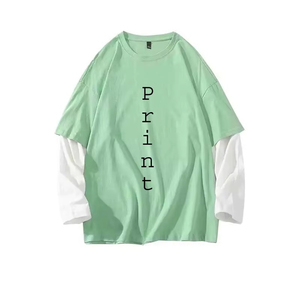 เสื้อยืดแขนยาวสองชั้น ยูนิเซ็กซ์ ผลิตในปากีสถาน รับสกรีนหรือปักโลโก้ เสื้อยืดทรงหลวมสำหรับผู้ชาย - Product Image 1