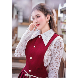 จั๊มสูทผู้หญิง ODM OEM รุ่น ASHLEY ผ้าโพลีเอสเตอร์ 100% แขนกุด ความยาวระดับเข่า เอวสูง สายรัดถัก จับจีบ ติดกระดุม ป้องกันขนร่วง ป้องกันไฟฟ้าสถิต - Product Image 6