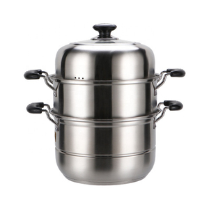 Olla vaporera de gran capacidad con cuerpo de acero inoxidable, diseño de varios niveles, tapa de ajuste hermético y asas laterales cómodas - Product Image 1