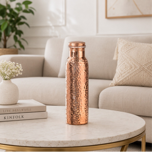 Pure <b>Copper</b> <b>Drinking</b> Water <b>Bottle</b> | 100% <b>Copper</b> Leakproof Hammered & Plain Design Ayurvedic Health Durable Storage <b>Bottle</b> - Product Image 5