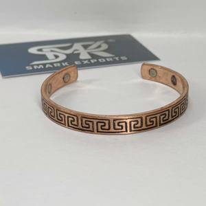 Premium Traditional <b>Magnetic</b> <b>Copper</b> Open Cuff Bangle Handmade Adjustable <b>Bracelet</b> Lightweight Greek Key Engraved Pattern Design - Product Image 1