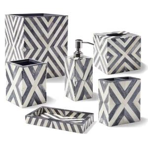 KRAFT WORLD Ensemble d'accessoires de salle de bain en marbre artistique de luxe moderne, design écologique en trois pièces, exceptionnel - Product Image 2