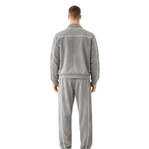 Ensemble de survêtement gris pour homme, veste zippée intégrale et pantalon de jogging, vêtements de sport décontractés, polyester respirant, vêtements d'automne - Product Image 2