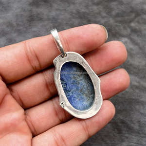 Collar con colgante de plata de ley 925, piedra preciosa lapislázuli natural, colgante para regalo de San Valentín, colgante para ella - Product Image 2