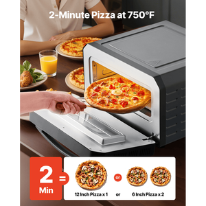 Forno Elettrico per Pizza da 12 Pollici con Pietra Refrattaria, 1700W di Potenza, Capacità a 360 Gradi per Cuocere e Tostare Pizze - Product Image 3