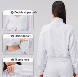 ชุดวอร์มกันลมสำหรับผู้หญิงแบบ 2 ชิ้น ซิปคู่ คอตั้ง - Product Image 6