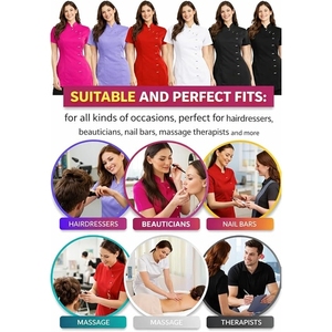 Customized Women Beauty <b>Tunic</b> Nail Salon Women For Nail Salon Scrub For Hospital Beauty <b>Tunic</b> Tops Bottoms Embroidery OEM - Product Image 4