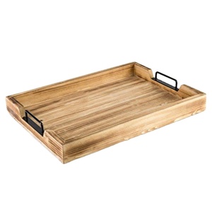 Rectangular Shape <b>Large</b> Bamboo <b>Tray</b> With Metal Handles Serving <b>Trays</b> For Wedding Christmas Party Table Decor Accessories - Product Image 1