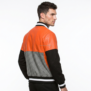 Chaqueta universitaria de béisbol personalizada para hombre KVJ105, moda de escuela secundaria, lana de invierno, cuero, sin cuello, bordado ecológico - Product Image 3