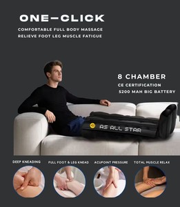 เครื่องนวดขาสำหรับฟื้นฟูร่างกายหลังออกกำลังกาย 8 ช่องลมบีบอัด 6 โหมด แบตเตอรี่ 5200mAh สำหรับบรรเทาอาการปวดเมื่อย กระตุ้นการไหลเวียนโลหิต รับผลิตแบบ OEM ODM โรงงานมาตรฐาน CE - Product Image 2