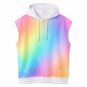 Sudadera sin mangas premium extragrande con sublimación, degradado arcoíris pastel, estilo streetwear unisex, novedad de verano. - Product Image 4