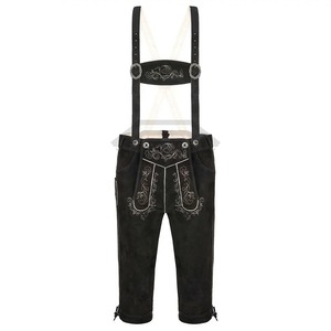 Deer Style Men's Solid Eco-Friendly Bavarian Lederhosen Traditional Oktoberfest German Lederhosen Short Pants with <b>Suspenders</b> - Product Image 1