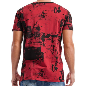 Red Black Paint Splash Grunge Crew Neck Men's Tee <b>Shirt</b> Wholesale Europe Hip Hop Style - Product Image 2