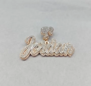 Hip Hop Custom 925 Silver Moissanite Diamond Pendant Pass Diamond <b>Tester</b> Fully Iced Out Custom Name Latter Heart Bail Pendant - Product Image 3