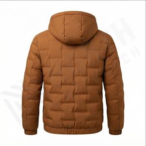 Chaqueta acolchada de alta calidad para hombre, ropa de calle de invierno con logotipo personalizado, cuello levantado con capucha, logotipo personalizable de algodón y nailon transpirable - Product Image 3