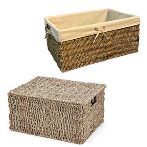 PHU HAO Premium Eco-Friendly Wicker SEAGRASS Storage Basket with Metal Frame Office, <b>File</b> and Desktop <b>Organizer</b> - Product Image 1