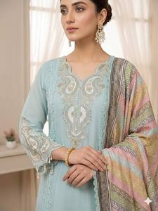 Embroidered <b>Star</b> Georgette Quick Dry Straight Kurta Pant Set Women Printed Dupatta Pakistani Suit Ethnic Party Wedding <b>Outfit</b> - Product Image 3