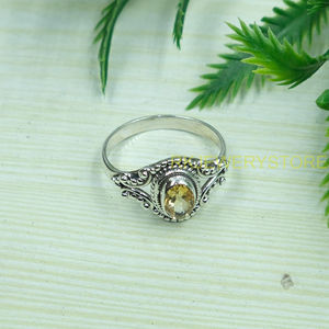 Anillo de Plata de Ley 925 con Citrino, Diseño de Filigrana Vintage Hecho a Mano, Anillo Ovalado con Gema, Joyería de Piedra de Nacimiento para Mujer, Proveedor Mayorista - Product Image 2