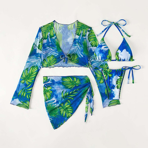 Custom Logo Front Women's Sexy 4 Piece Bikini Set Breathable Lightweight Swimwear for Girls Stylish <b>Bras</b> Made in Pakistan - Product Image 1