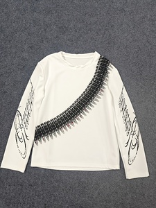 เสื้อยืดคอกลมแขนยาวผ้าฝ้ายพิมพ์ลายกราฟิกแขนตัดสีขนาดใหญ่พิเศษสำหรับสตรีทแวร์ (แบรนด์ส่วนตัว) - Product Image 1