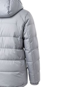Men <b>Light</b> Grey Hooded Puffer <b>Jacket</b> Warm Quilted Cotton Filled Winter Outerwear Zipper Pockets Casual Streetwear 100% Nylon - Product Image 2
