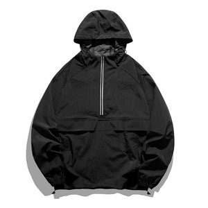 Wholesale Custom Logo <b>Men's</b> Half Zip Hood <b>Pullover</b> Anorak Windbreaker Windproof Plain <b>Jacket</b> with Custom Logo - Product Image 4